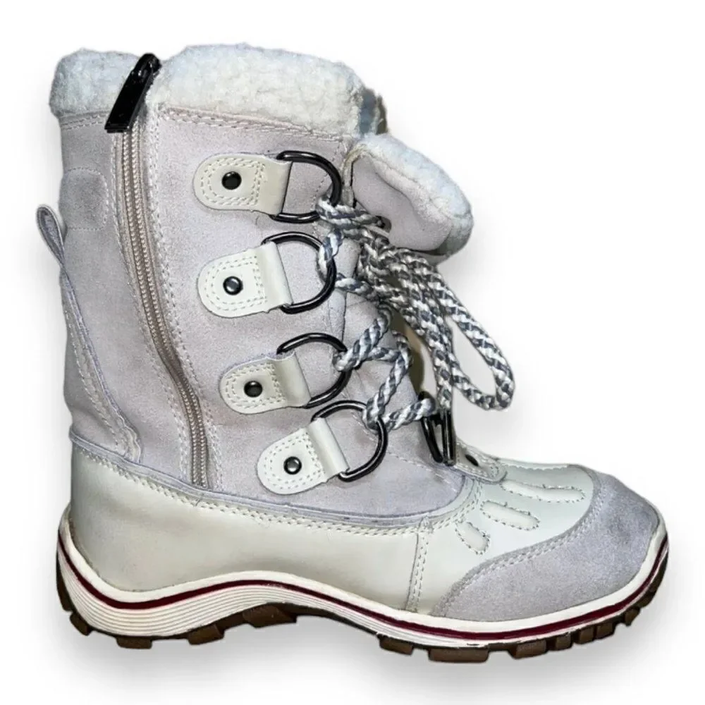 Pajar Alina Round Toe Waterproof Winter Boots White Leather‎ Women's 6.5